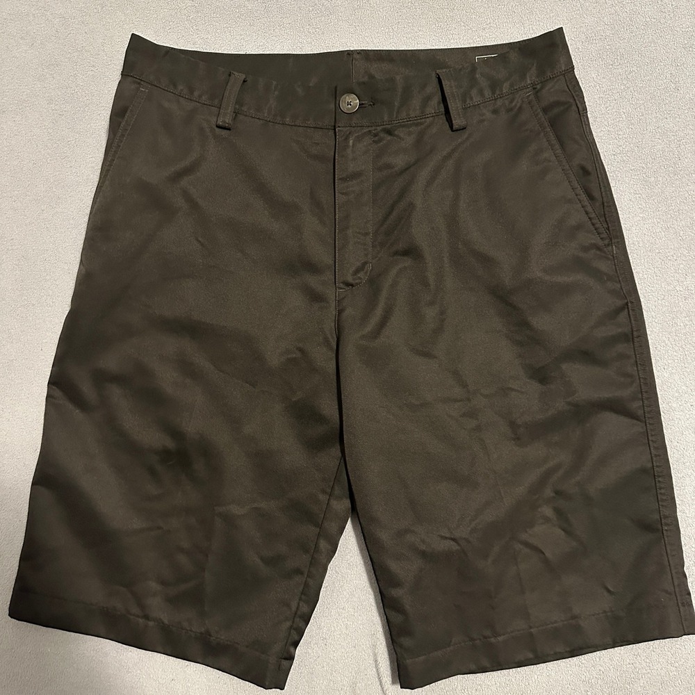 Adidas Golf Chino Short Climalite Performance Logo Flat Front Black Mens Size 32
